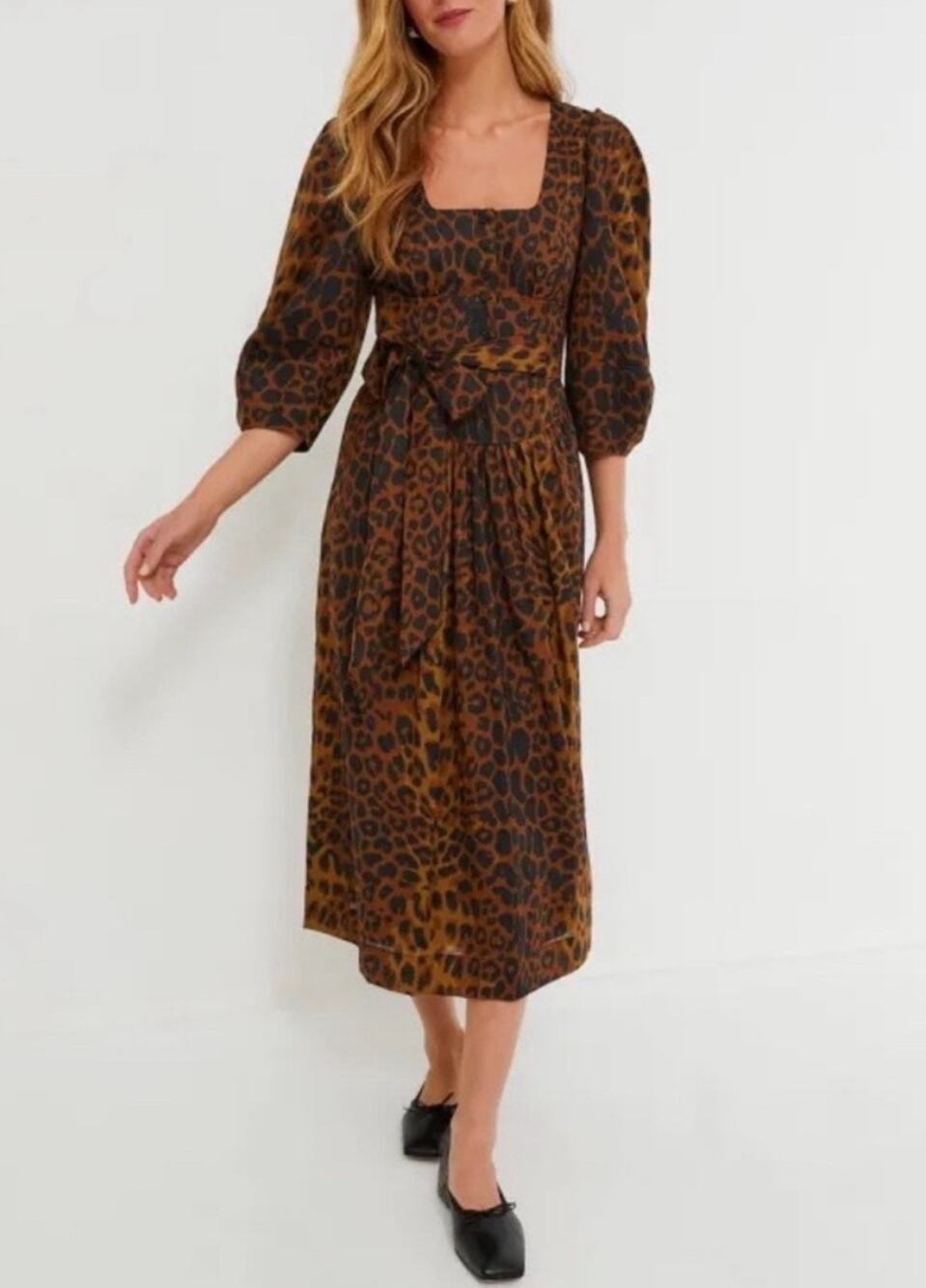 NEW Tuckernuck Leopard Graciela Belted Dress Brown Black Size 8 / Medium
